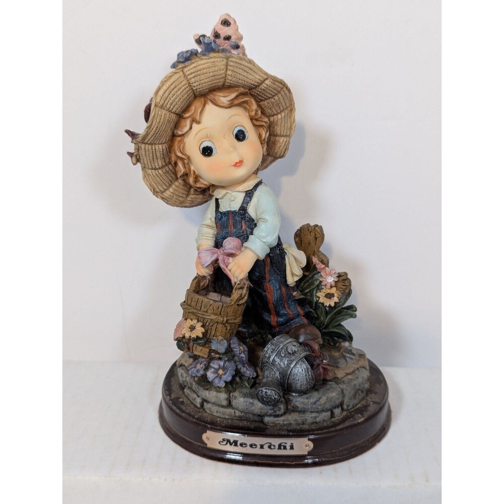 Meerchi Cottagecore Girl with Bucket & Flowers Hat Floral Basket Garden